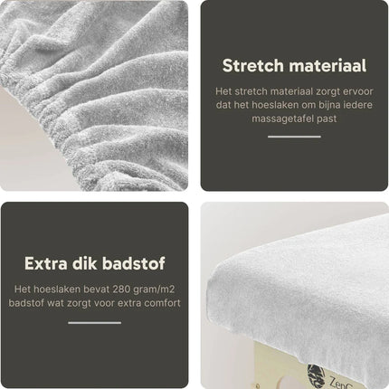 Badstof Hoeslaken Massagetafel met Uitsparing Wit