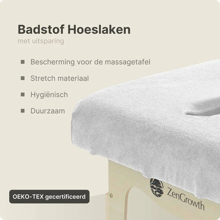 Badstof Hoeslaken Massagetafel met Uitsparing Wit