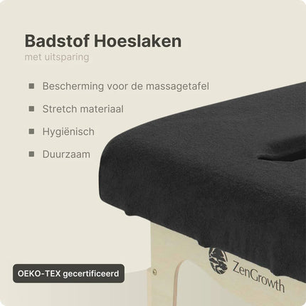 Badstof Hoeslaken Massagetafel met Uitsparing Zwart