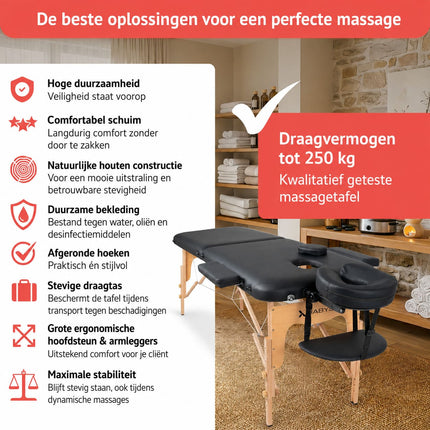 HABYS Inklapbare Massagetafel Lira Zwart