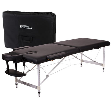 RESTPRO Inklapbare Massagetafel Aluminium 2 Zwart