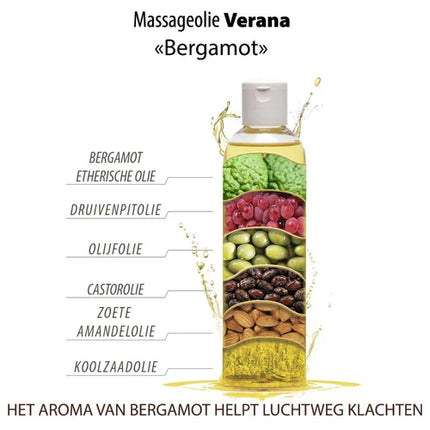 Verana Massageolie Bergamot - 100% Natuurlijk - 250ml
