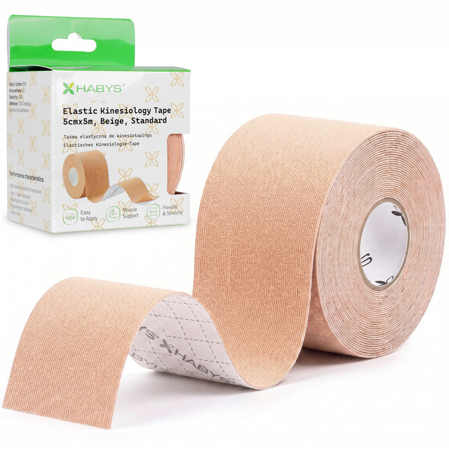 Kinesiotape 5 cm x 5 m – Standaard Kleefkracht – Beige