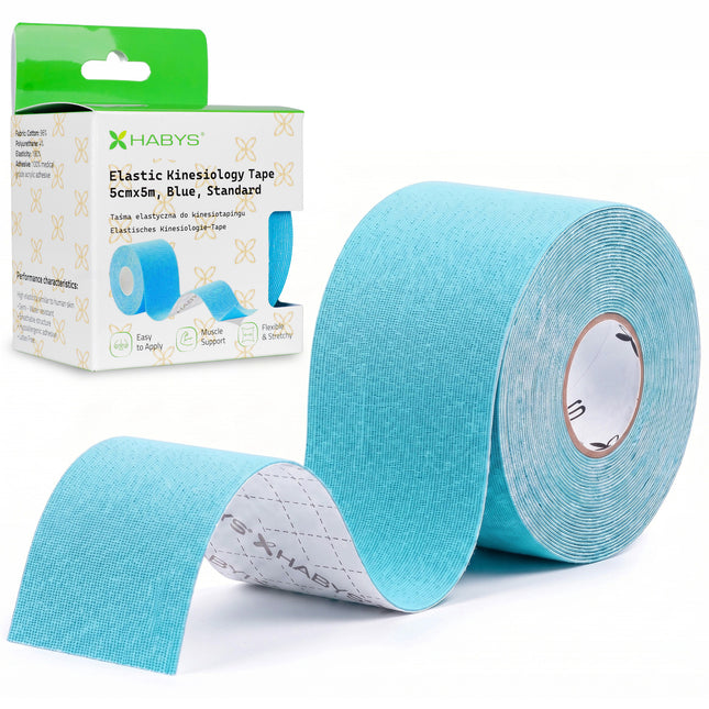 Kinesiotape 5 cm x 5 m – Standaard Kleefkracht – Blauw
