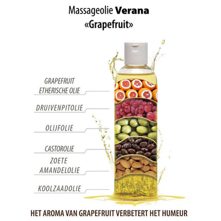 Verana Massageolie Grapefruit - 100% Natuurlijk - 250ml