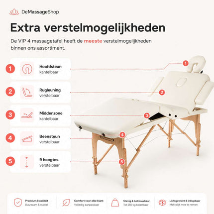 RESTPRO Inklapbare Massagetafel VIP 4 Créme