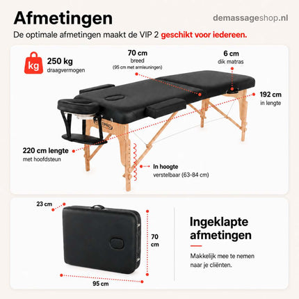 RESTPRO Inklapbare Massagetafel VIP 2 Zwart