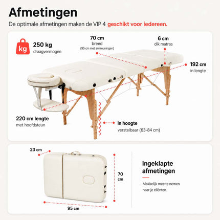 RESTPRO Inklapbare Massagetafel VIP 4 Créme