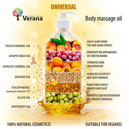 Verana Massageolie Universeel - 100% Natuurlijk - 250ml