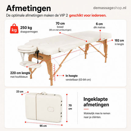 RESTPRO Inklapbare Massagetafel VIP 2 Créme