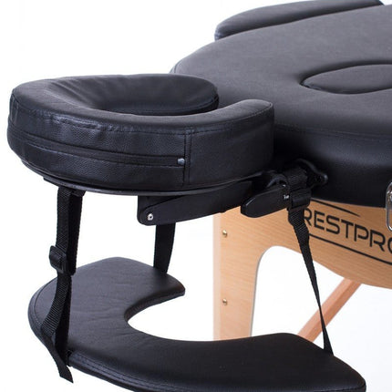 RESTPRO Inklap massagetafel Classic Oval 3 Zwart - demassageshop.nl